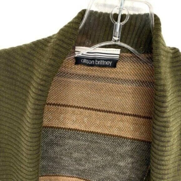 Allison Brittney Southwestern Aztec Long Cardigan Sweater Drape Open Front - Picture 2 of 9